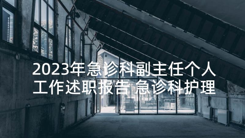 2023年急诊科副主任个人工作述职报告 急诊科护理师个人工作述职报告(优质5篇)