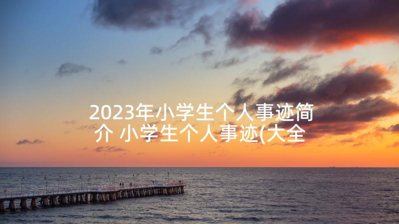 2023年小学生个人事迹简介 小学生个人事迹(大全7篇)