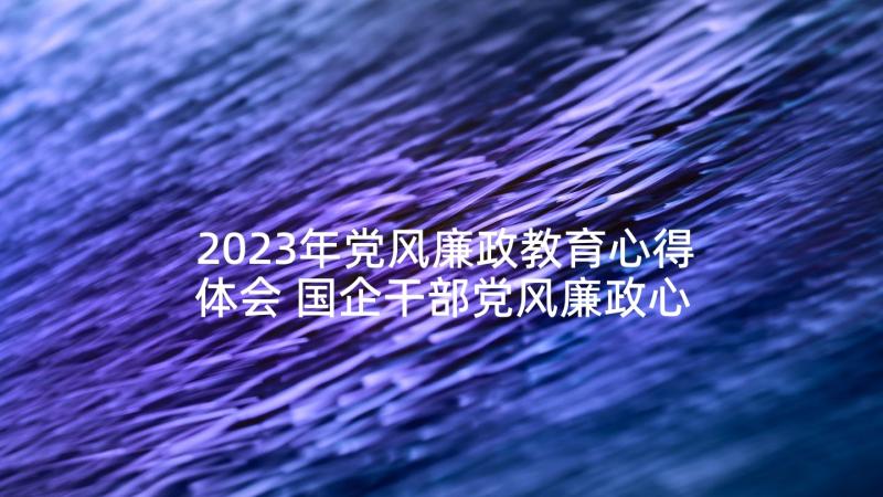 2023年党风廉政教育心得体会 国企干部党风廉政心得体会(模板9篇)