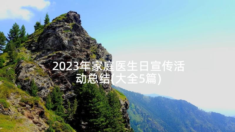 2023年家庭医生日宣传活动总结(大全5篇)