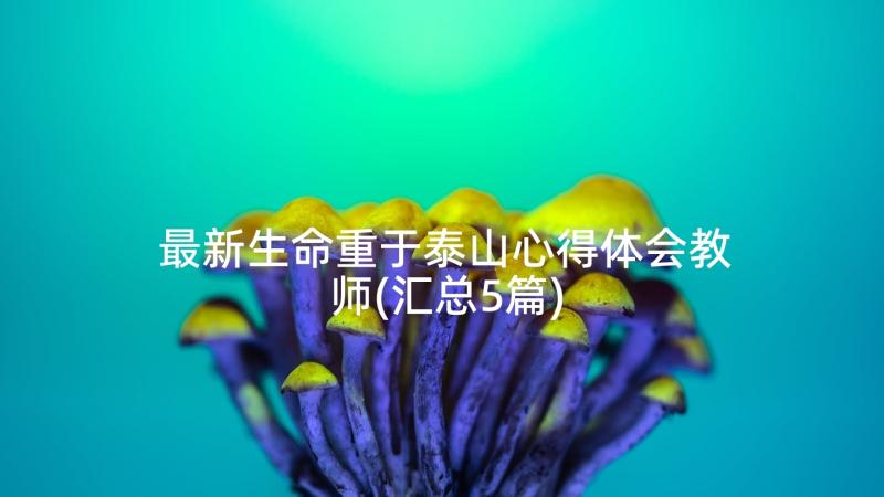 最新生命重于泰山心得体会教师(汇总5篇)