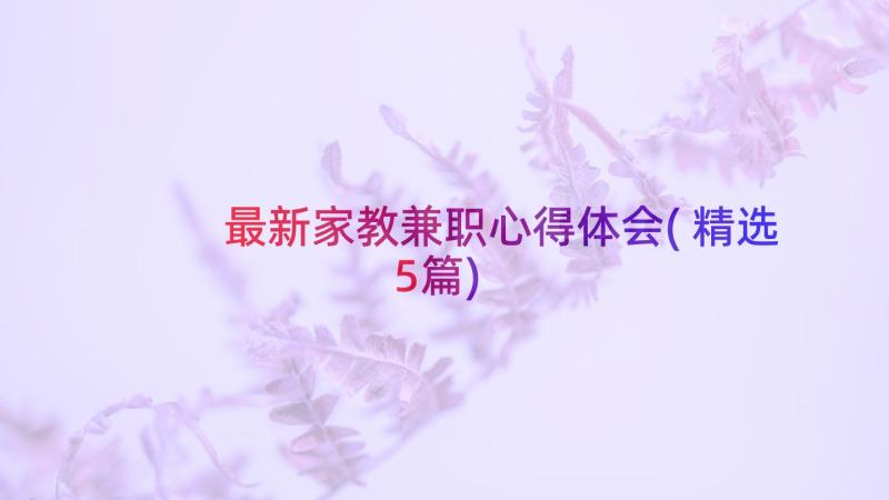 最新家教兼职心得体会(精选5篇)