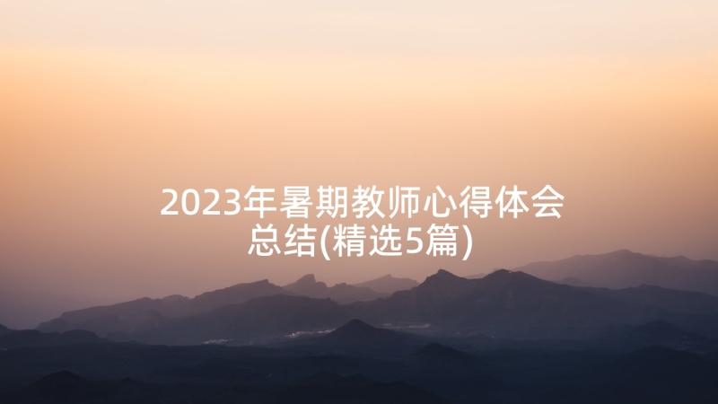 2023年暑期教师心得体会总结(精选5篇)