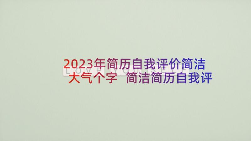 2023年简历自我评价简洁大气个字 简洁简历自我评价(汇总7篇)