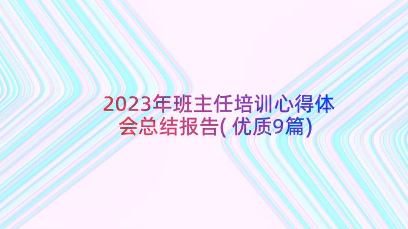 2023年班主任培训心得体会总结报告(优质9篇)