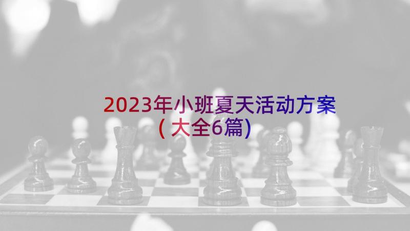 2023年小班夏天活动方案(大全6篇)