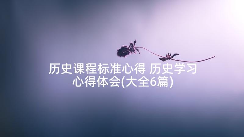 历史课程标准心得 历史学习心得体会(大全6篇)