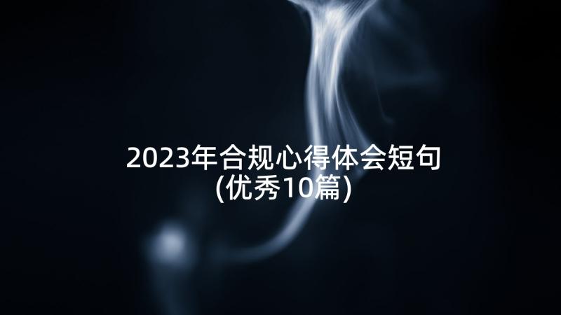 2023年合规心得体会短句(优秀10篇)