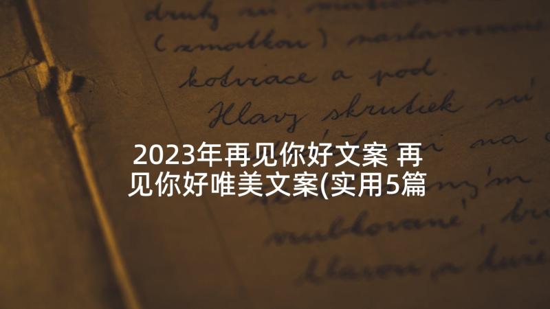 2023年再见你好文案 再见你好唯美文案(实用5篇)