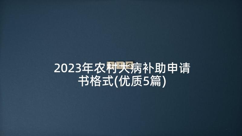 2023年农村大病补助申请书格式(优质5篇)