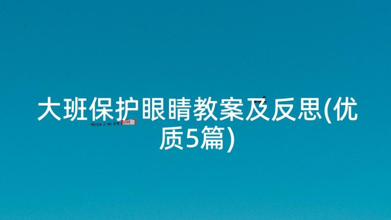 大班保护眼睛教案及反思(优质5篇)