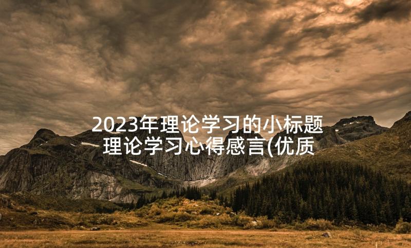 2023年理论学习的小标题 理论学习心得感言(优质5篇)