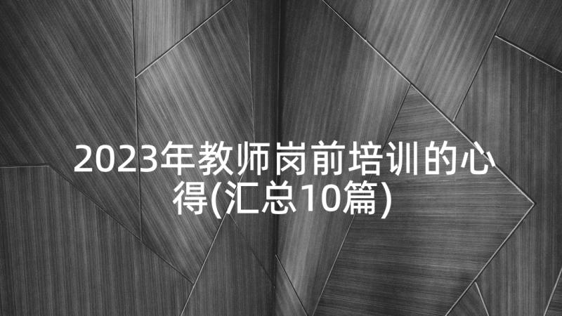 2023年教师岗前培训的心得(汇总10篇)