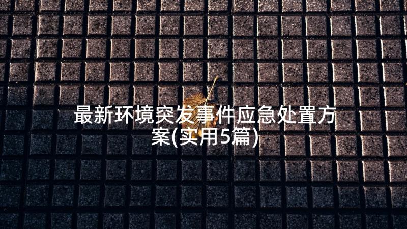 最新环境突发事件应急处置方案(实用5篇)