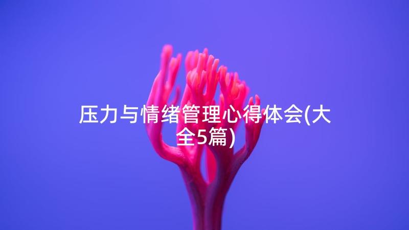 压力与情绪管理心得体会(大全5篇)