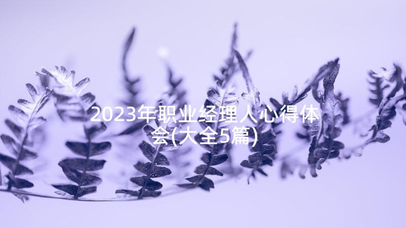 2023年职业经理人心得体会(大全5篇)