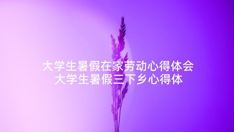 大学生暑假在家劳动心得体会 大学生暑假三下乡心得体会(精选6篇)