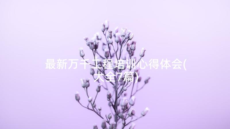 最新万千工程培训心得体会(大全7篇)