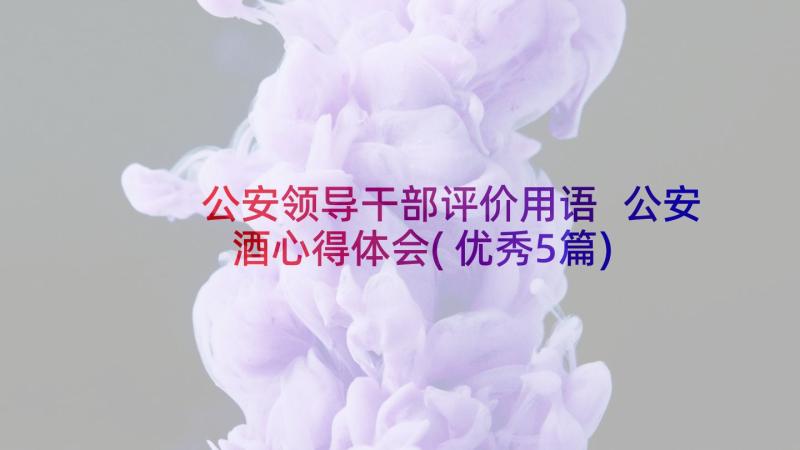 公安领导干部评价用语 公安酒心得体会(优秀5篇)