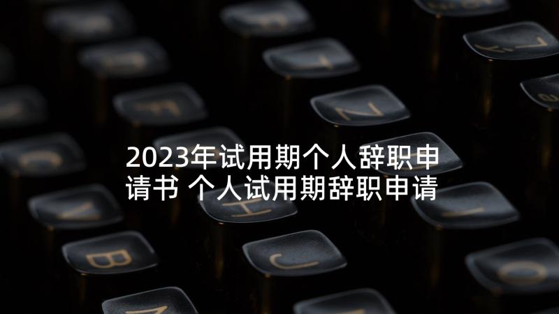 2023年试用期个人辞职申请书 个人试用期辞职申请书(优秀6篇)