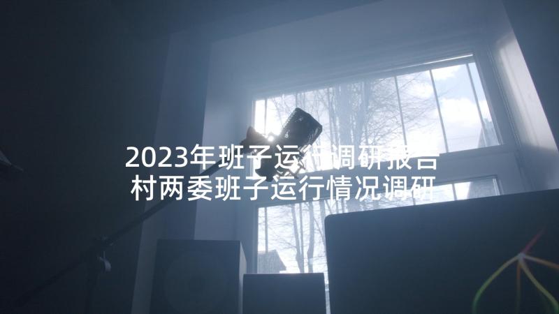 2023年班子运行调研报告 村两委班子运行情况调研报告(大全5篇)