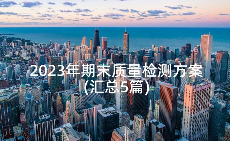 2023年期末质量检测方案(汇总5篇)