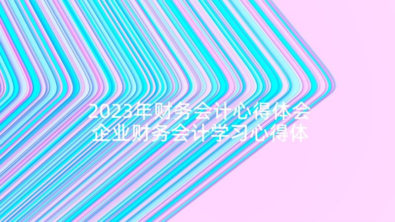 2023年财务会计心得体会 企业财务会计学习心得体会(大全5篇)