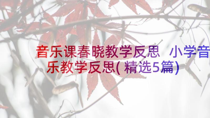 音乐课春晓教学反思 小学音乐教学反思(精选5篇)