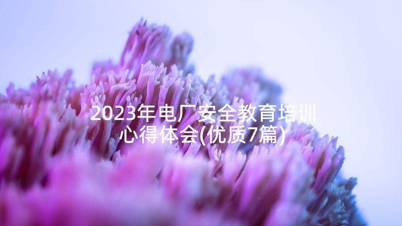 2023年电厂安全教育培训心得体会(优质7篇)