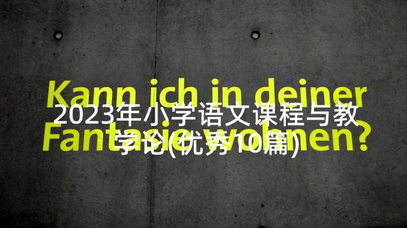 2023年小学语文课程与教学论(优秀10篇)