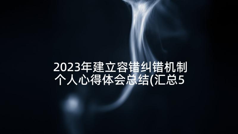 2023年建立容错纠错机制个人心得体会总结(汇总5篇)