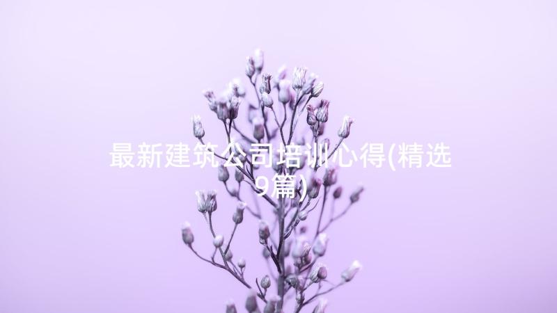 最新建筑公司培训心得(精选9篇)