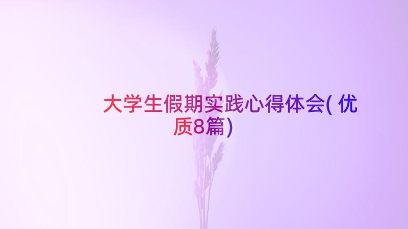 大学生假期实践心得体会(优质8篇)