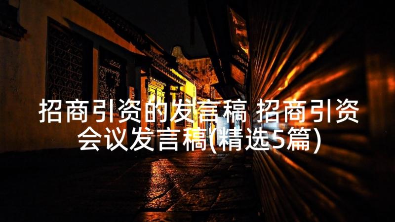 招商引资的发言稿 招商引资会议发言稿(精选5篇)