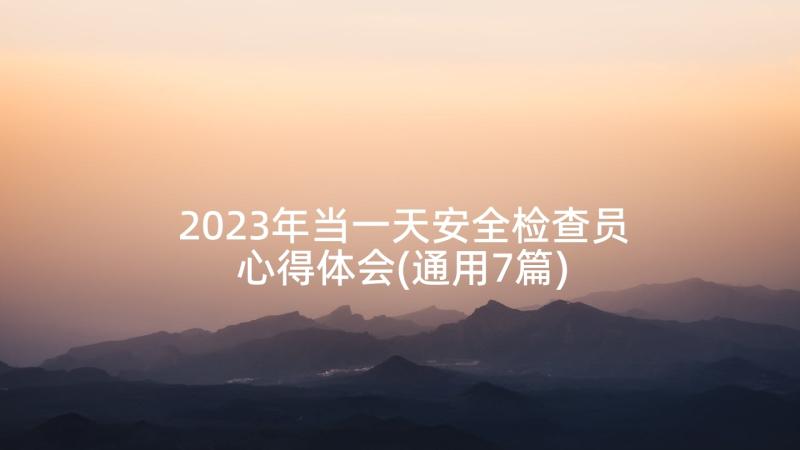 2023年当一天安全检查员心得体会(通用7篇)