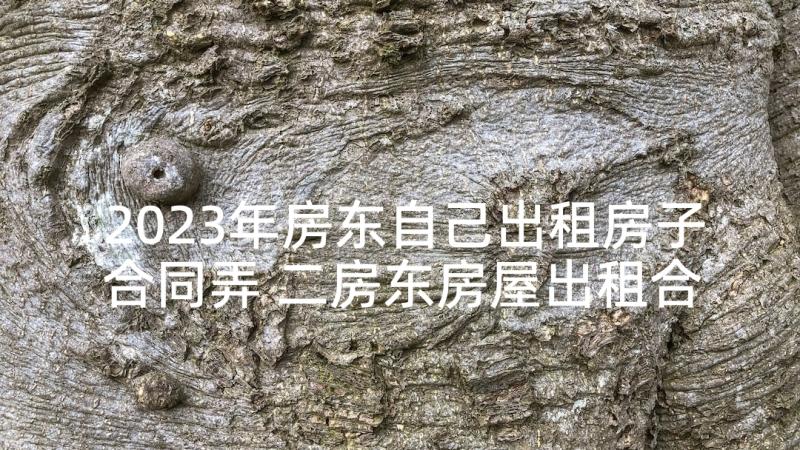 2023年房东自己出租房子合同弄 二房东房屋出租合同(大全5篇)