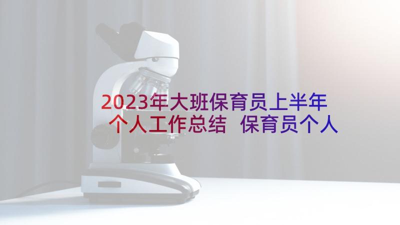 2023年大班保育员上半年个人工作总结 保育员个人上半年工作总结(优质5篇)