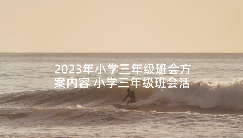 2023年小学三年级班会方案内容 小学三年级班会活动方案(汇总5篇)