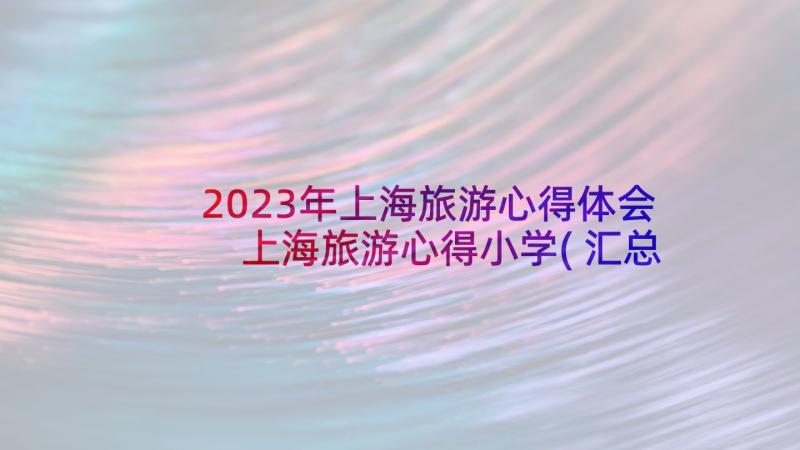 2023年上海旅游心得体会 上海旅游心得小学(汇总8篇)