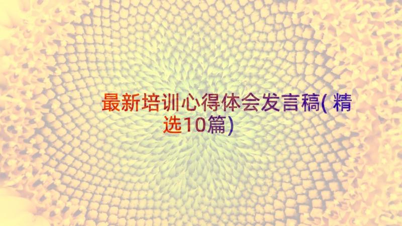 最新培训心得体会发言稿(精选10篇)