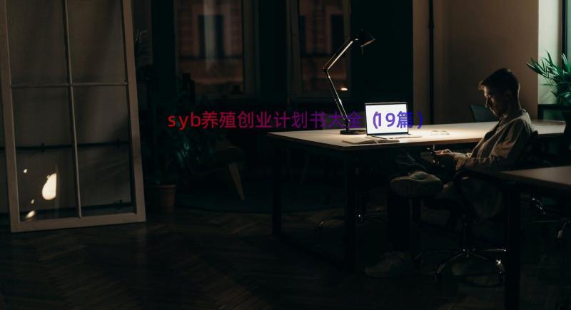 syb养殖创业计划书大全（19篇）