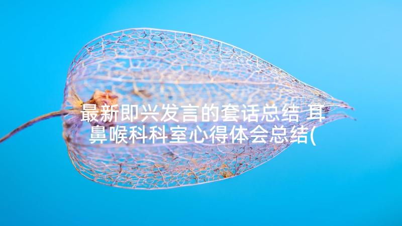 最新即兴发言的套话总结 耳鼻喉科科室心得体会总结(实用8篇)