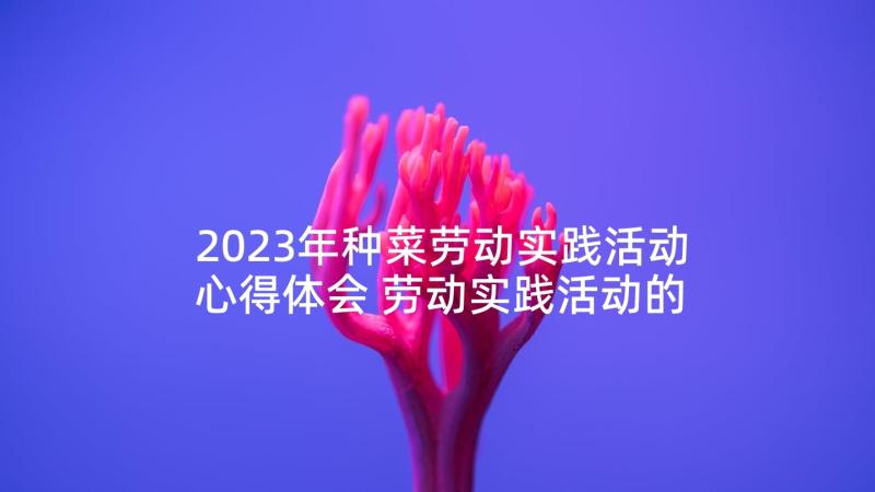 2023年种菜劳动实践活动心得体会 劳动实践活动的心得体会(模板10篇)