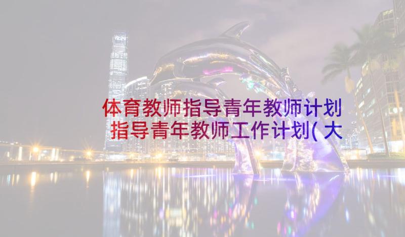 体育教师指导青年教师计划 指导青年教师工作计划(大全9篇)