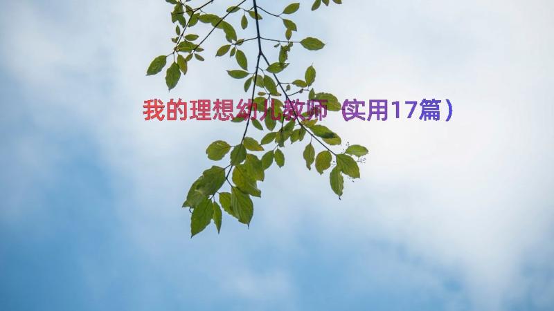 我的理想幼儿教师（实用17篇）