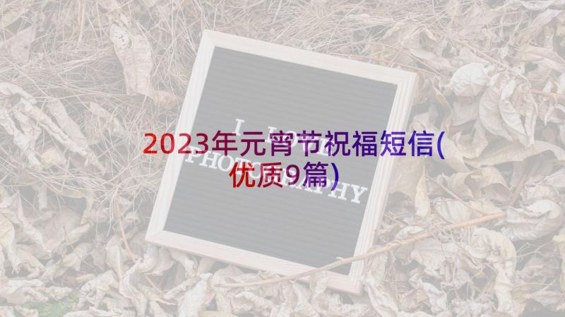 2023年元宵节祝福短信(优质9篇)