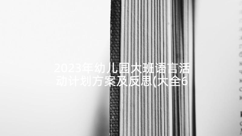 2023年幼儿园大班语言活动计划方案及反思(大全6篇)