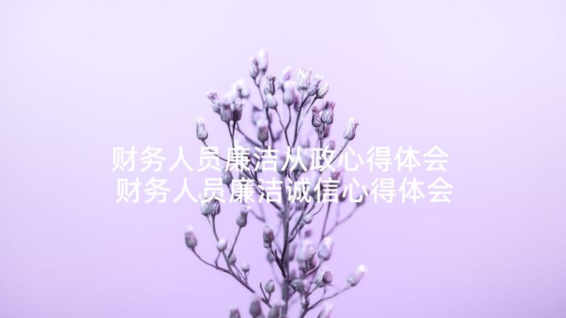 财务人员廉洁从政心得体会 财务人员廉洁诚信心得体会(优秀5篇)