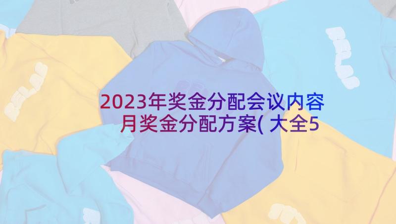 2023年奖金分配会议内容 月奖金分配方案(大全5篇)