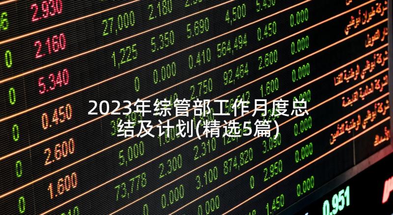 2023年综管部工作月度总结及计划(精选5篇)